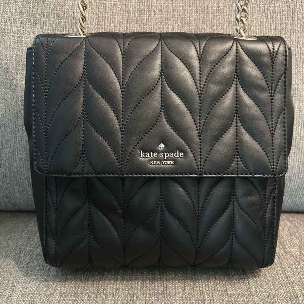 kate spade Quilted Black Leather Chain Strap Backpack - Picture 3 of 10